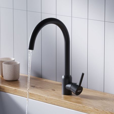 D3007022 Logic кухонный смеситель поворотный, черный, артикул D3007022
