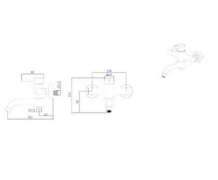 Смеситель для ванны с коротким изливом RUSH Melos (SUS1101-44Grey), артикул SUS1101-44Grey