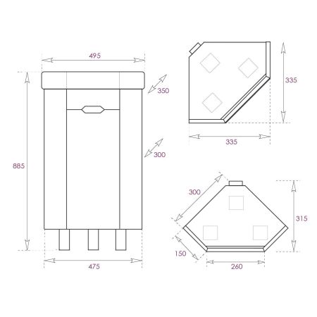 Тумба Onika Айленд 35 напольная, белая, угловая (ум. Line)