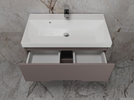 Тумба подвесная "Матис 80", Classic 80, (2 ящика), тауп темный, ЭМАЛЬ