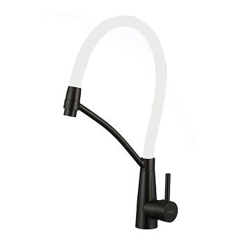 Смеситель для кухни с гибким изливом Fmark FS8255H-02, черный/белый