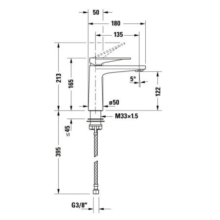 Duravit  Tulum by Starck Смеситель для раковины однорычажный, цвет черный матовый, артикул TU1020002046