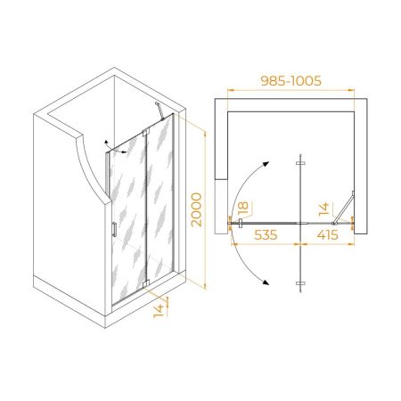 Душевая дверь RGW HO-014 (Прозрачное, 1000)