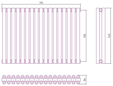 Отопительный радиатор ЭСТЕТ-00 н/ж 500х765 / 17 сек (САТИН), артикул 071-0332-5017