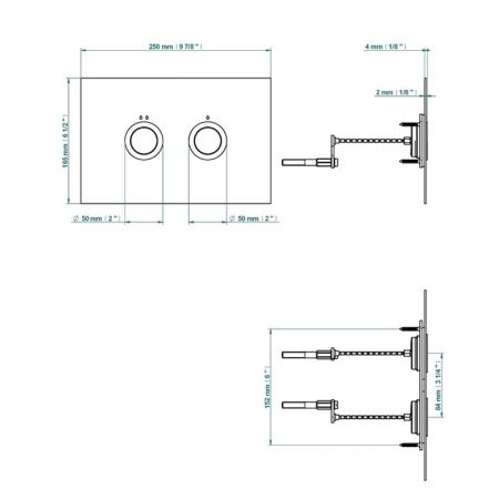 THG Клавиша смыва для унитаза двойная, для инсталляций TECE, цвет хром, артикул G00-A02-219TC
