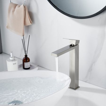 Смеситель для раковины высокий Shevanik S7011L, сатин