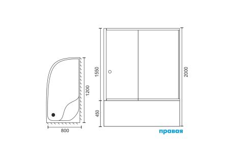 Душевой угол Royal Bath RB 8120BK-C-BL (матовое) правый, артикул RB8120BK-C-BL-R