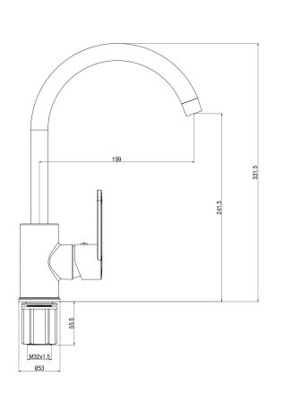 Смеситель Waterfall для кухни, R-излив, артикул: WF519R, артикул WF519R