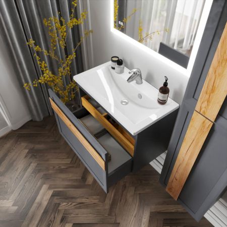 Комплект мебели для ванной Бриклаер БЕРЛИН 80SD, оникс серый, артикул БЕРЛИН 80SD