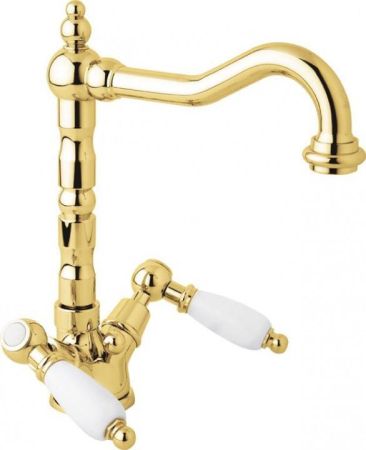 Смеситель Для Раковины CEZARES First Золото (ручки Белые) Opadiris