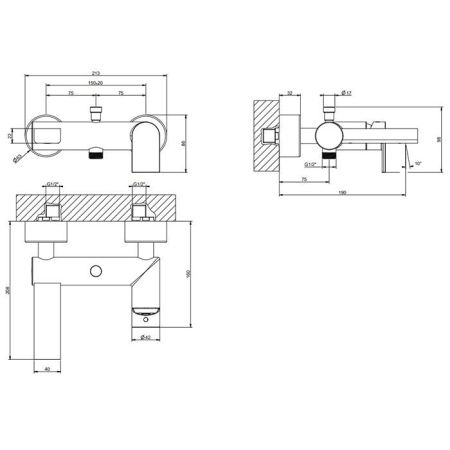 Gessi Emporio Via manzoni Смеситель наружный для ванны с автоматическим переключателем ванна-душ, цвет: Black XL, артикул 38613#299