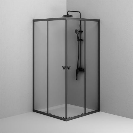 W87G-403-100100-BT Sunny душ огражд квадратн, раздвижн двери 100x100 черный,стекло прозрачн, артикул W87G-403-100100-BT