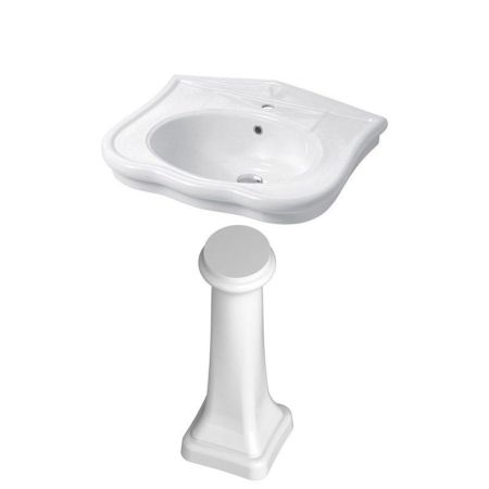 DС Paolina, раковина 71х54хh27,5 см, c 1 отверстием и пьедесталом, цвет белый глянцевый, артикул SETpa71х5401