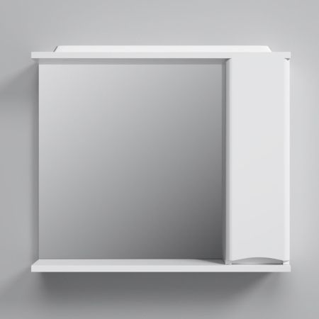 M80MPR0801WG Like, зеркало, частично-зеркальный шкаф, 80 см, с подсветкой, правый, белый, глянец, шт, артикул M80MPR0801WG