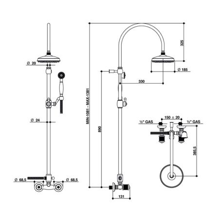 Bongio Impero Смеситель для душа, цвет золото/Swarovski, артикул 06537OR0D