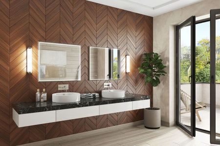 Зеркало Vigo Marta Luxe 80 с подсветкой и часами Хром