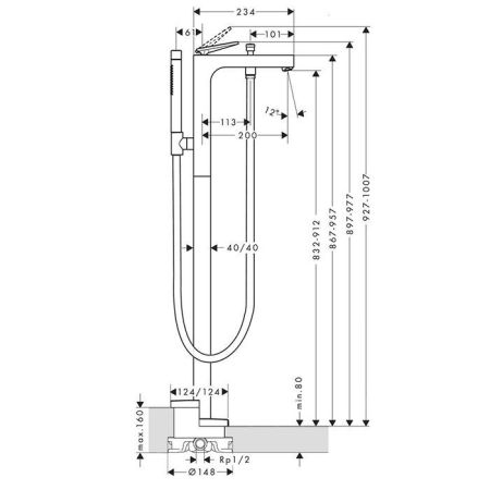 AX Citterio Смеситель для ванны, напольный, хром, артикул 39440000