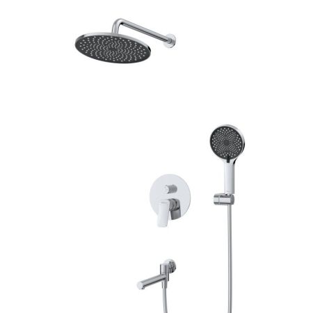 MARINO Душевой комплект встраиваемый с изливом (смеситель встраиваемый, верхний душ, ручной душ со шлангом, штуцер с держателем),хром MARINO-VDSET-CRM, артикул MARINO-VDSET-CRM