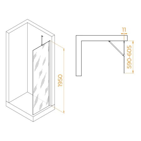 Душевая перегородка RGW WA-102 (Прозрачное, 600), артикул 351010206-11