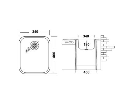 Кухонная мойка UKINOX Модерн MOP340.400 -GT8C, 40*34, артикул MOP340.400 -GT8C