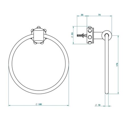 THG MOSSI CRISTAL CLAIR Полотенцедержатель-кольцо, цвет хром, артикул A2N-A02-504N