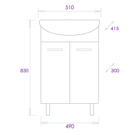 Тумба Onika Коралл 50 напольная, белая (ум. Уют 50), артикул 105032