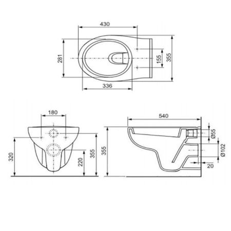 Подвесной унитаз TECE V04, артикул 9700004
