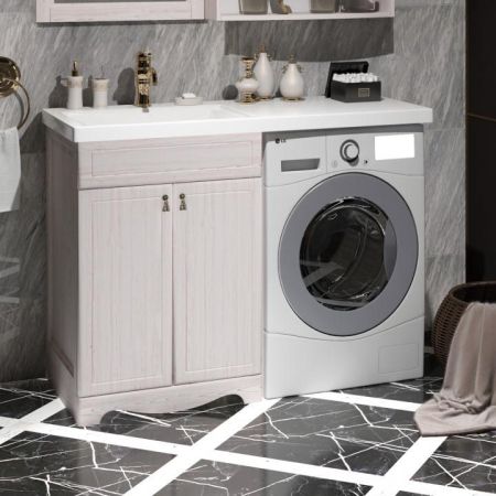 Тумба с раковиной Клио под стиральную машину Opadiris Беленый бук