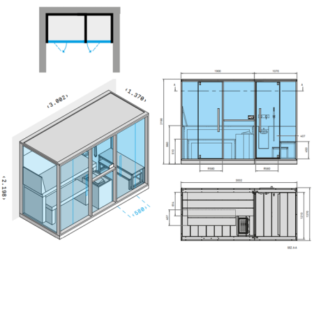 Effegibi Mid Сауна с хаммам и душем, для ниши, 300x137xh220см, отделка: Soft Sand