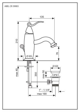 Смеситель Abel с донным клапаном для раковины, цвет хром