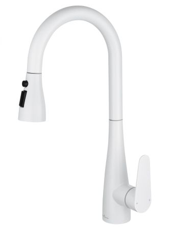 Смеситель для кухни с выдвижным изливом WONZON & WOGHAND, Белый матовый (WW-121E201B-MW), артикул WW-121E201B-MW