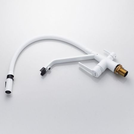 Смеситель для кухни с гибким изливом и подключением фильтра Shevanik S278C, белый, артикул S278C