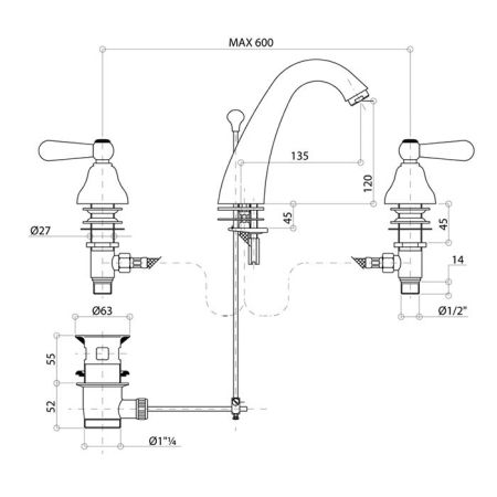 Bongio Mille Nuits Смеситель для раковины, цвет золото/черный фарфор, артикул 22501OR00