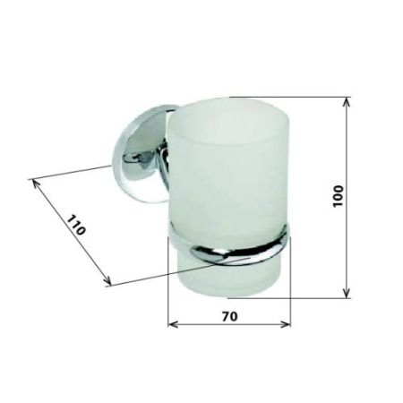 Стакан для зубных щеток ALFA настенный 70x100x110мм, хром, артикул 102410012