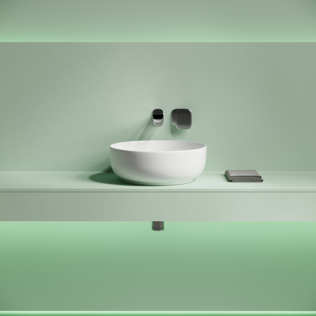 Раковина накладная Тайкан (Taycan), круглая, диаметр 375 мм, высота 140 мм, белая, артикул CN12003