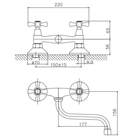 Смеситель для кухни Cron CN4642, хром