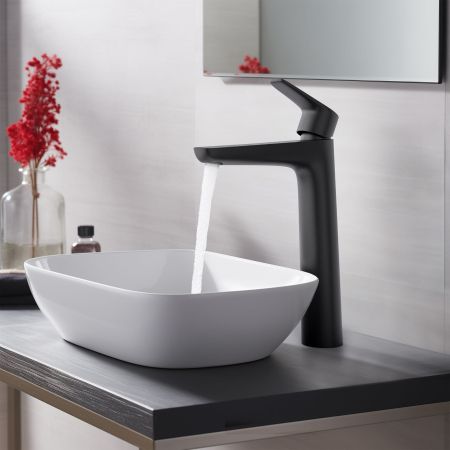 Смеситель для раковины 230, без донного клапана AQUATEK, матовый черный AQ1104MB БЕТТА, артикул AQ1104MB