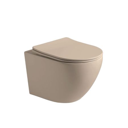 Унитаз подвесной Globo VT1-14SMC безободковый, цвет капучино мат., ультратонкое сиденье soft-close, артикул VT1-14SMC