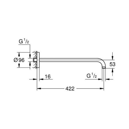 Душевой кронштейн GROHE Rainshower 422 мм, хром (26146000), артикул 26146000
