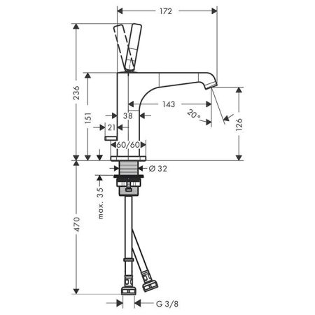 AX Citterio E смеситель на раковины  ComfortZone 125, цвет Полированное красное золото, артикул 36100300