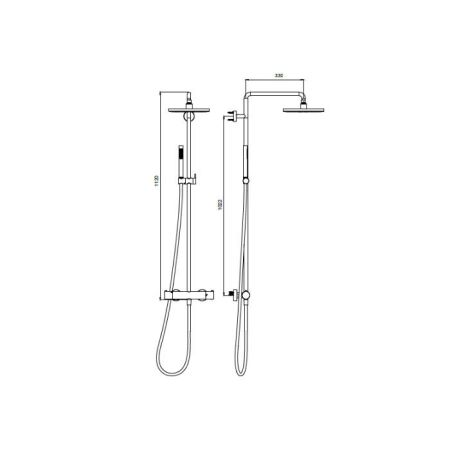 ALMAR Термостатическая душевая колонна с функцией VELVET Rain, цвет Copper 316 Brushed PVD