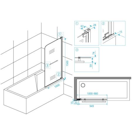 Шторка на ванну RGW SC-02 (1000, Прозрачное), артикул 03110210-11