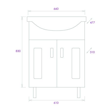 Тумба Onika Кристалл 65 напольная, белая (ум. Байкал 65), артикул 106545