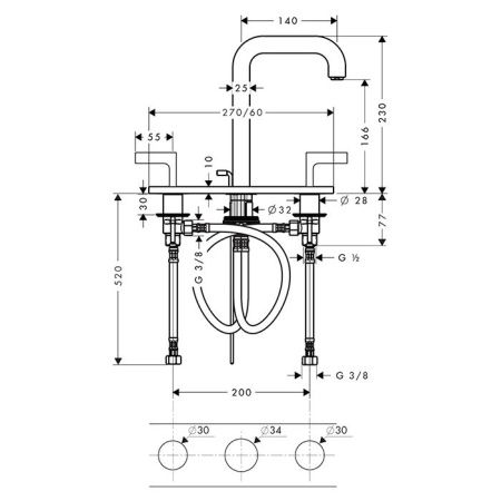 AX Citterio Смеситель для раковины , цвет шлифованная медь