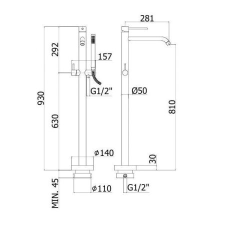 Смесители для ванны с душем Paffoni Light LIG032BO, артикул LIG032BO