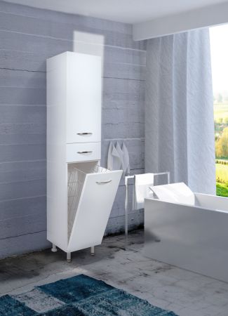 Пенал Onika Модерн 26 напольный, белый, с бельевой корзиной, правый, артикул 402607