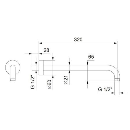 FANTINI FONTANE BIANCHE Держатель верхнего душа 450 мм., настенный, цвет Matt Gun Metal PVD