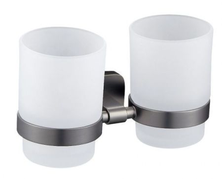 Два стакана для зубных щеток с держателем WONZON & WOGHAND, Темный графит (WW-9328), артикул WW-9328