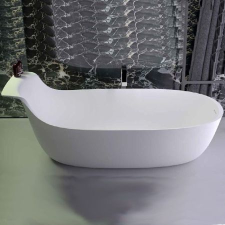 Ванна, KNIEF, Prime Oval, ширина, мм-1950, глубина, мм-850, высота, мм-750/500, тип установки-отдельностоящий, с высокой спинкой, слив-перелив-в комплекте, материал-K-Stone, цвет-белый матовый, артикул 0600-010-01