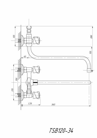 Смеситель для ванны с душем TSARSBERG (TSB-120-34) тип См-ВУДРНШлА, артикул TSB-120-34